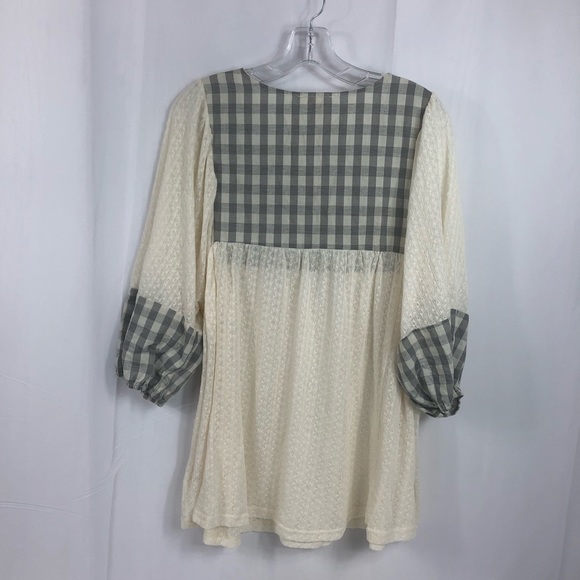 Hem & Thread Cream and Gray Willie Top NWT M - Picture 2 of 8